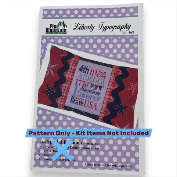 Pine Mountain Liberty Typography Counted Cross Stitch Leaflet Patriotic - Picture 1 of 2